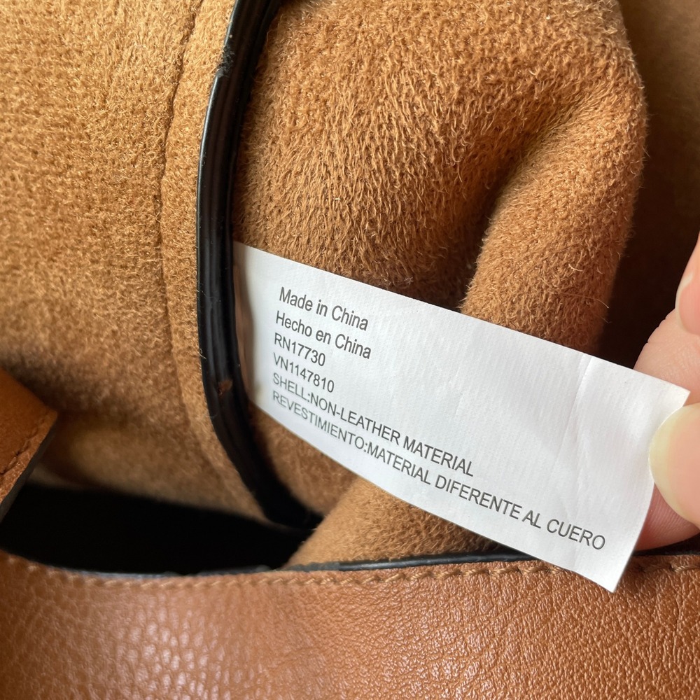 Large Cognac Brown Pebbled Faux Leather Hobo Shoulder Bag Tote with Gold Accents - Picture 8 of 11